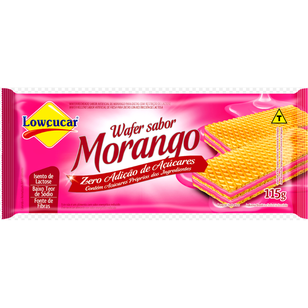 WAFER LOWÇUCAR ZERO AÇUCAR SABOR MORANGO 115 G