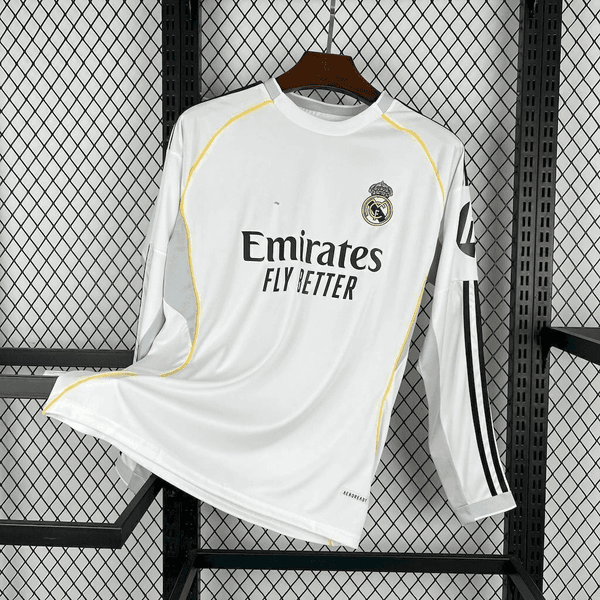 Camisa Manga Longa Real Madrid Home I 25/26 - Branca - Torcedor Masculina 