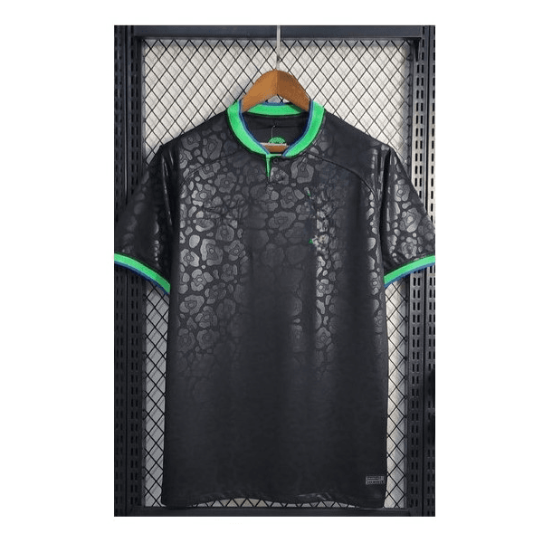 Camisa De Treino Brasil Preta Leopardo - Torcedor Masculina (ESTRELAS VERDE)