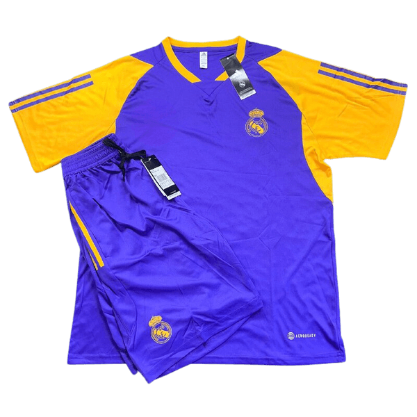 Conjunto Treino Camisa + Short Real Madrid 2023/24 - Roxo/Amarelo