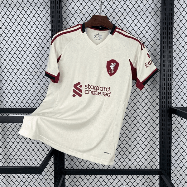 Camisa Liverpool Away II 25/26 - Bege - Torcedor Masculina