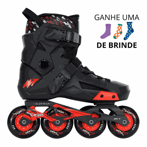 Patins Inline Freestyle Revolt Preto Rodas Pretas ABEC-9 Traxart
