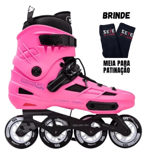 Patins New Skull II Rosa Inline HD Freestyle 80mm Abec 9