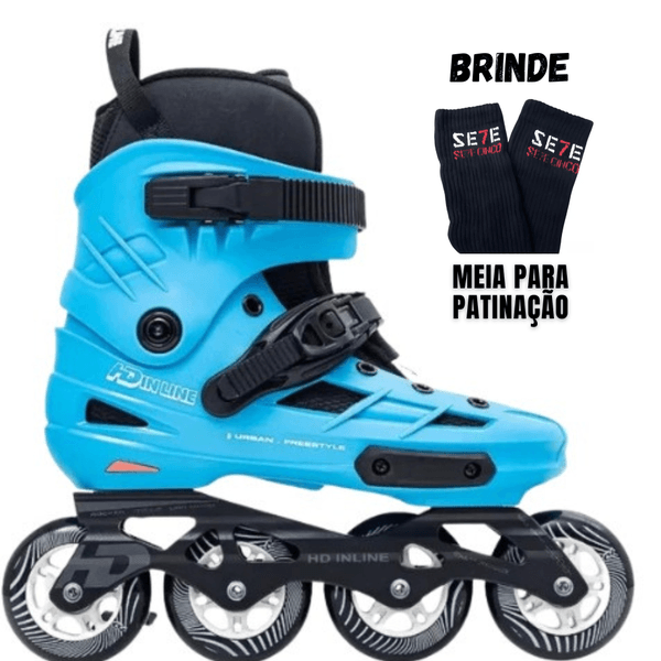 Patins New Skull II Azul Inline HD Freestyle 80mm Abec 9