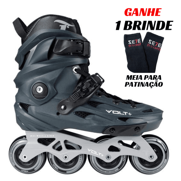 Patins Volt + 2.0 Grafite Inline Freestyle Traxart 80mm Abec-9