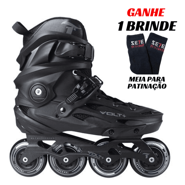 Patins Volt + 2.0 Preto Inline Freestyle Traxart 80mm Abec-9