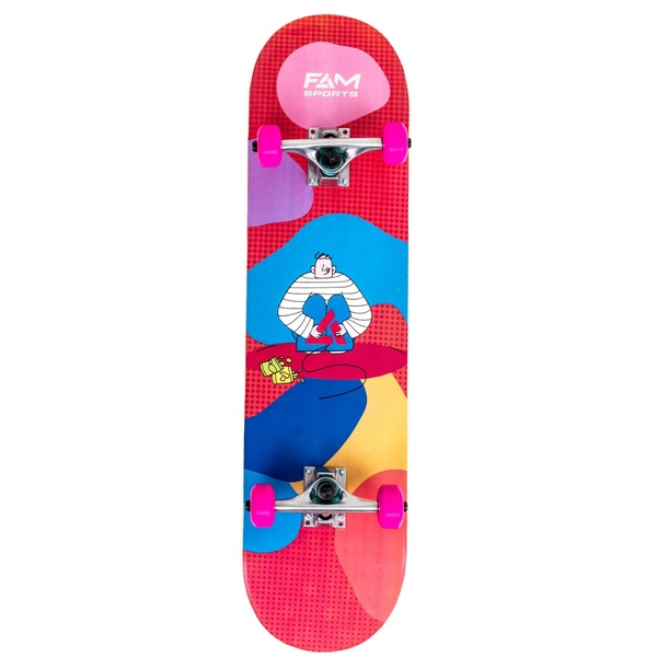 Skate Montado Iniciante Red/Blue Colorbricks Fam Sports