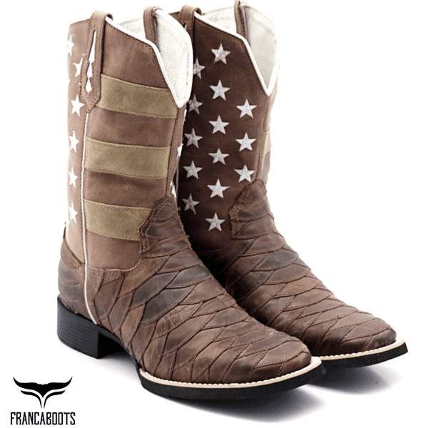 BOTA TEXANA BICO QUADRADO AMERICAN ESCAMADA - FRANCA BOOTS