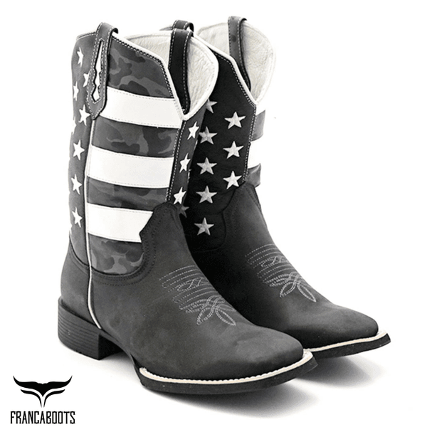 BOTA TEXANA BICO QUADRADO BANDEIRA - FRANCA BOOTS