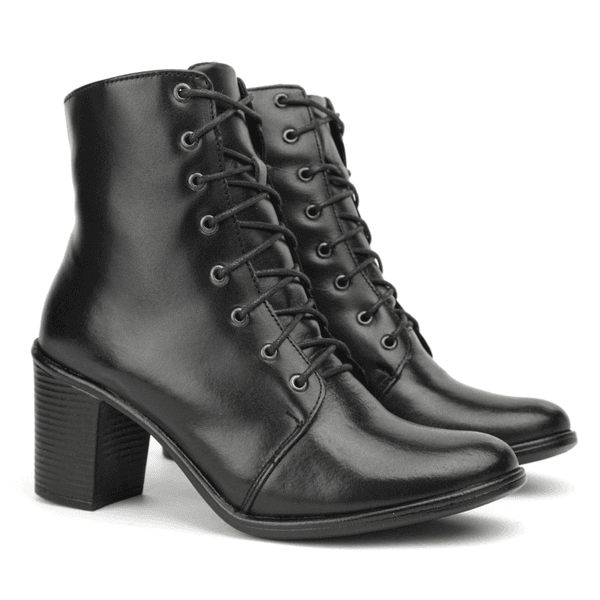 Bota Couro Feminina Fancy preta