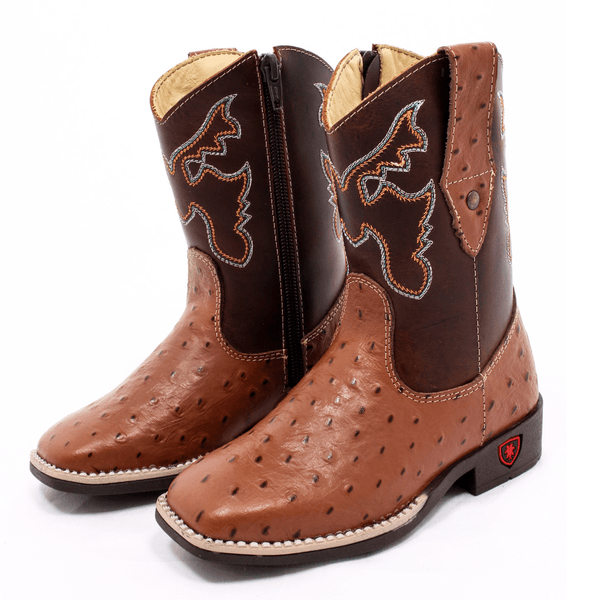 BOTA TEXANA INFANTIL BORDADA REPLICA AVESTRUZ