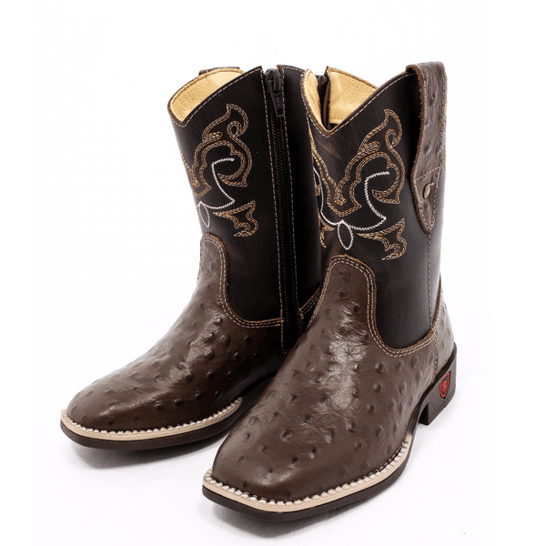 BOTA TEXANA INFANTIL BORDADA REPLICA AVESTRUZ