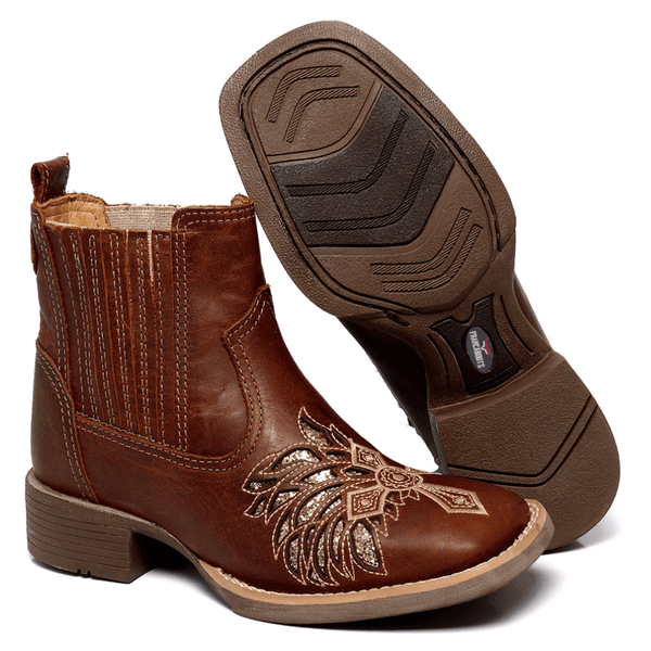 BOTINA TEXANA FRANCA BOOTS FEMININA BICO QUADRADO BORDADA A LASER FB2271