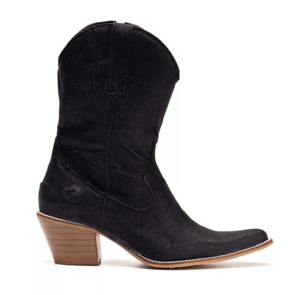 Bota Texana Feminina Couro Brilhante Preto 
