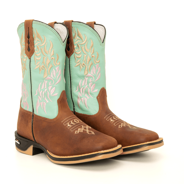 BOTA TEXANA FEMININA BORDADA VERDE FB117 