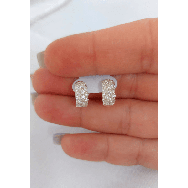 Brinco Argolinha Prata De Lei Com Zircônias