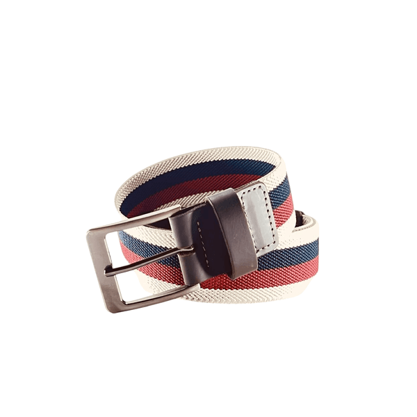 Cinto Couro com Elástico Tricolor Masculino Café