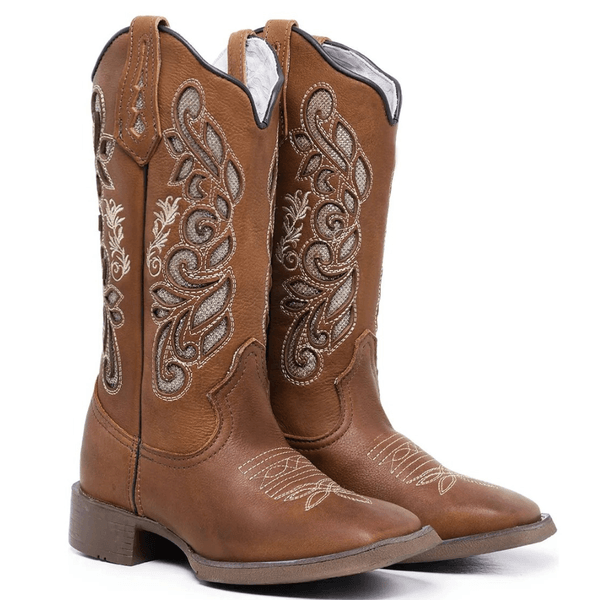 BOTA TEXANA FEMININA LASER EM COURO 
