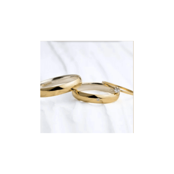 Par de Alianças em Ouro 14K e Prata 3 mm Tradicional