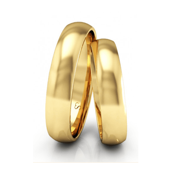 Par de Alianças de Casamento em Ouro 14K Tradicional 4 mm