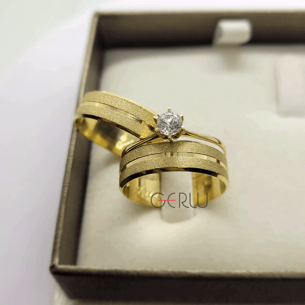 Par de Alianças Italiana 6 mm em Ouro 18K