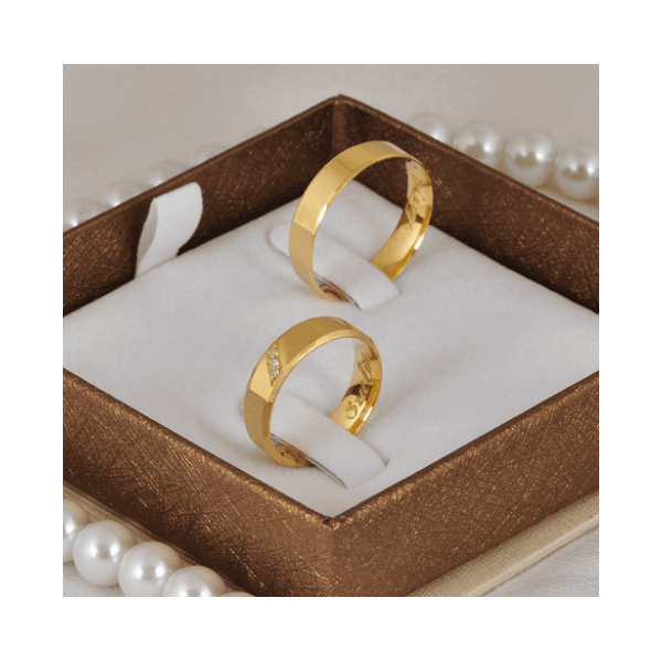 Par de Alianças Italiana de Casamento em Ouro 18K 5 mm