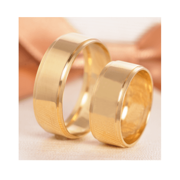 Par de Alianças Ouro 18K Trabalhada 7 mm