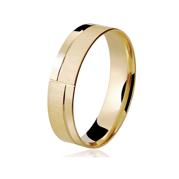 Par de Alianças Ouro 18K Trabalhada 5 mm
