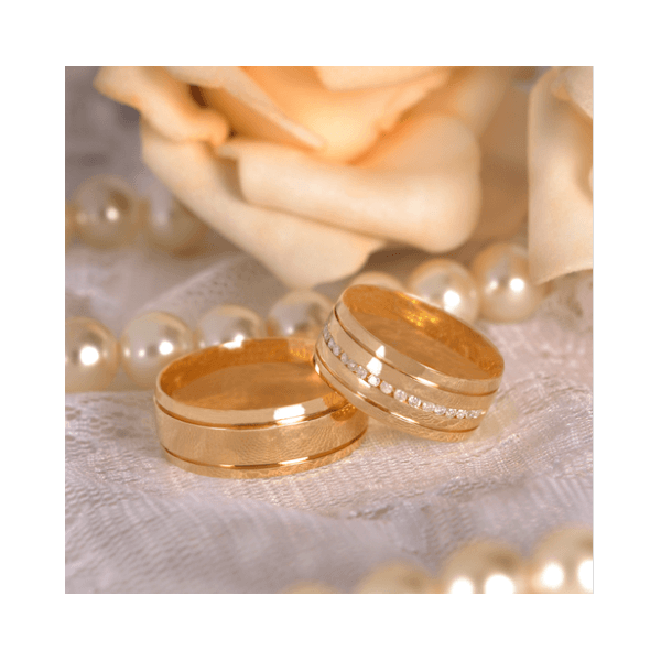 Par de Alianças Ouro 18K Trabalhada 7 mm