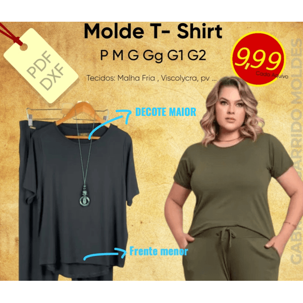 MOLDE BLUSA MALHA FRIA / P AO G2 / FRENTE MENOR / DECOTE MAIOR