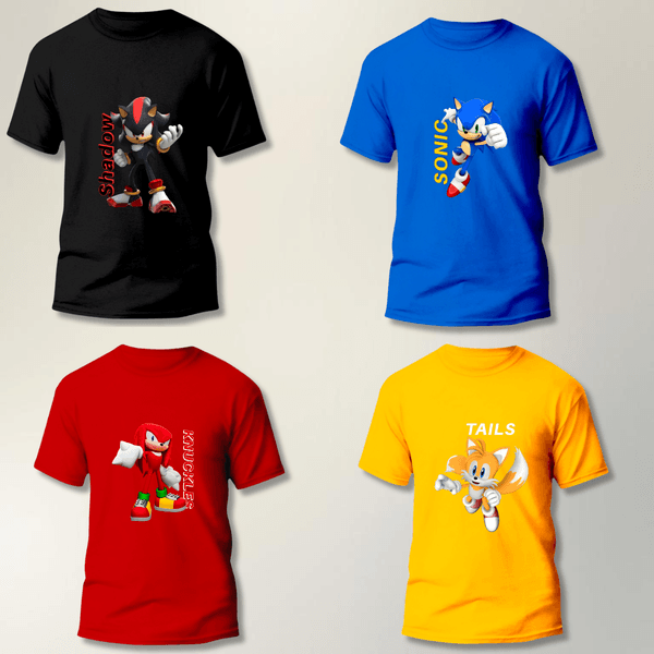 Kit Camisetas Sonic E Personagens Infantil Meninos