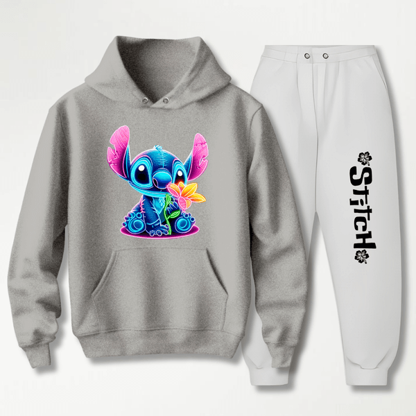 Conjunto Moletom Branco Feminino Stitch Neon