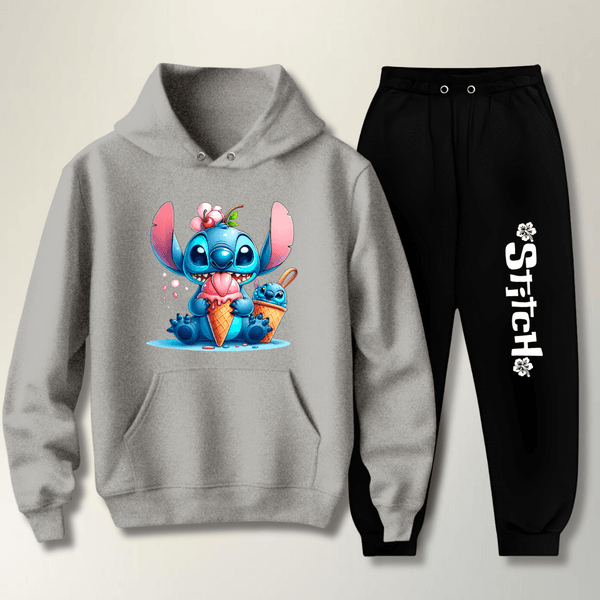 Abrigo Moletom Preto Infantil Stitch