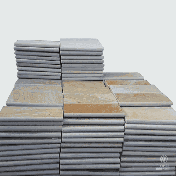 Borda Boleada Pedra São Tomé Amarela - 30 X 30cm