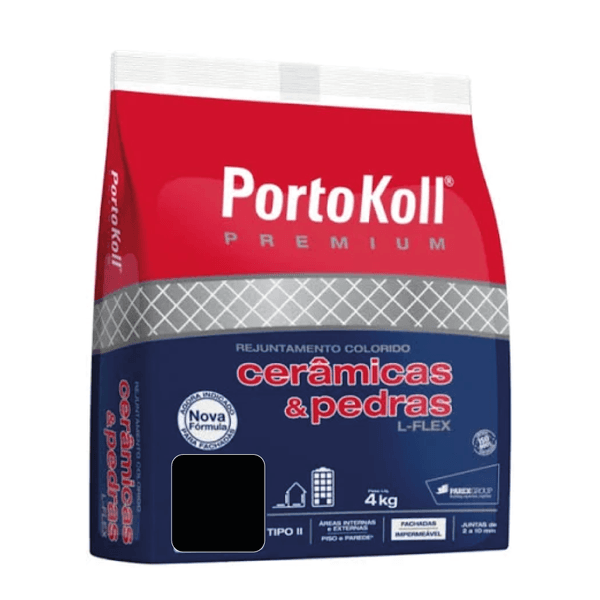 Rejunte Para Pedras L-Flex Preto 4kg - PortoKoll