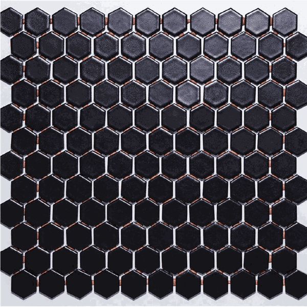 Pastilha de Porcelana Hexagonal - M-4337 Preto Acetinado - caixa 1,43m² Atlas