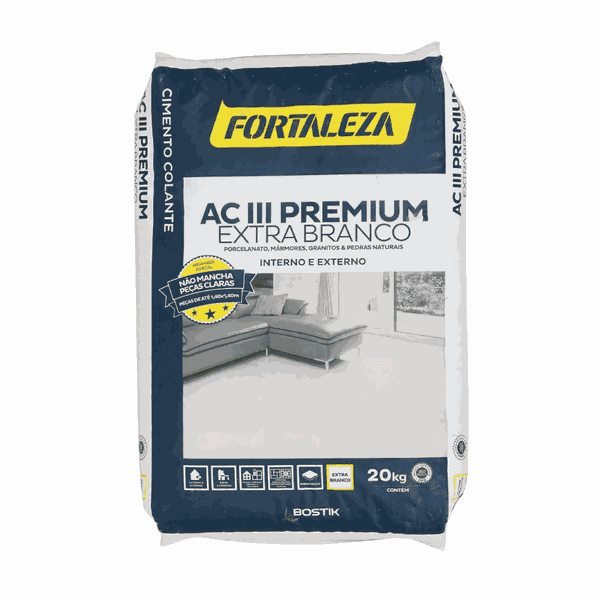 Argamassa Para Pedras Naturais ACIII Extra Branco 20kg Fortaleza