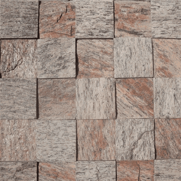 Pedra Madeira Serrada Rosa Amarrado com 0,5m² 11,5x11,5cm