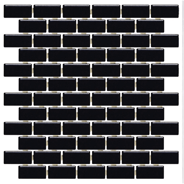 Pastilha de Porcelana 2,5x5 (Ja) - M-4337 Preto Acetinado Caixa 1,28m² - Atlas