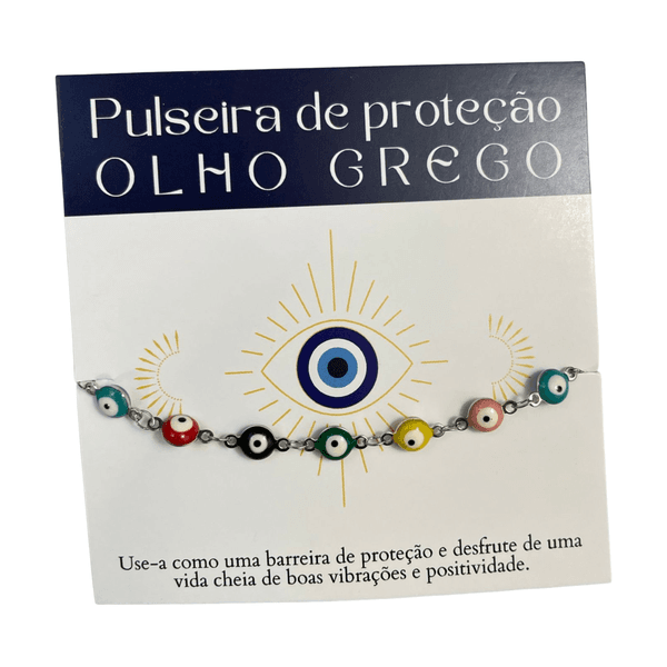 Pulseira Olho Grego Cores - Proteção (prateada)