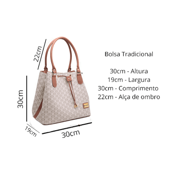 Bolsa Feminina Estilo Saco Grande De Ombro estampada Bege - Gouveia Costa 