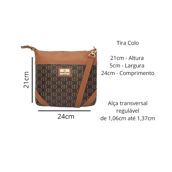Conjunto 3 Peças estampada Bolsa Saco grande + Bolsa Transversal + nécessaire Marrom - Gouveia Costa 