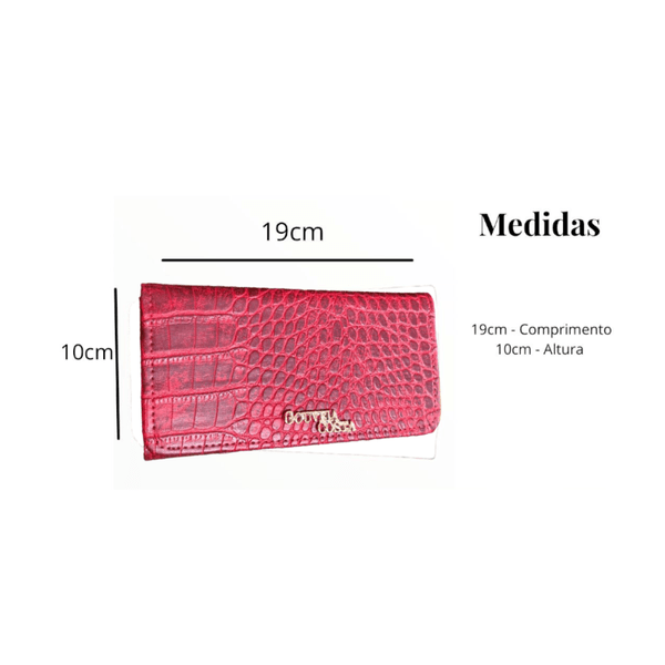 Kit 3 Peças Bolsa Tote Media + Bolsa Transversal + Carteira Croco Vermelha - Gouveia Costa 