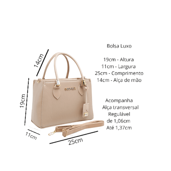 Bolsa Luxo Feminina Nude Baú Alça de Mão e Transversal - Gouveia Costa