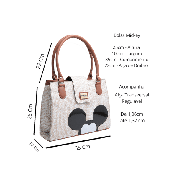 Bolsa Feminina Estilo Pasta de Ombro Social Mickey Palha - Gouveia Costa 