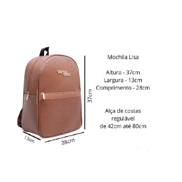 Mochila Grande Feminina Escolar Fashion Moderna Reforçada Lisa Caramelo - Gouveia Costa 