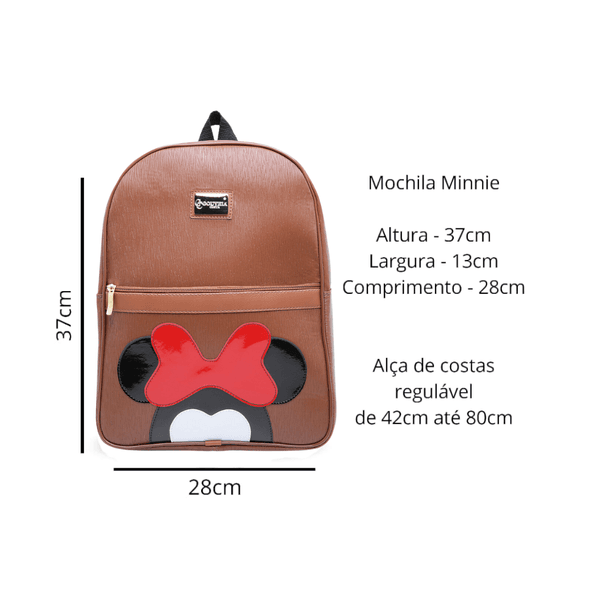 Kit Mochila Grande Feminina Escolar Fashion Moderna Reforçada Minnie Caramelo - Gouveia Costa 
