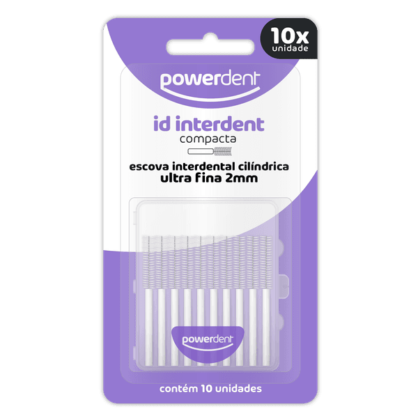 Escova interdental cilíndrica ultra fina 2mm branca Powerdent id interdent - Pacote com 6 un.