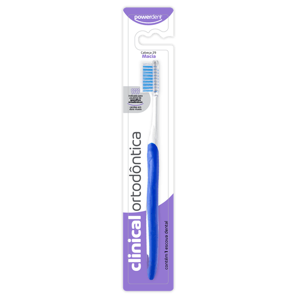 Escova de dente Powerdent clinical ortodôntica - Pacote com 12 un.