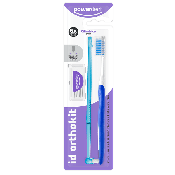 Kit ortodôntico de higiene oral Powerdent id orthokit Cilíndrico 3mm - Pacote com 6 un.